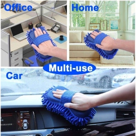 Car Washing Sponge Microfiber Brush Wash & Dry Cleaning Duster Sponge for car Bike (Color Blue)