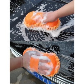 Car Washing Sponge Microfiber Brush Wash & Dry Cleaning Duster Sponge for car Bike (Color Blue)