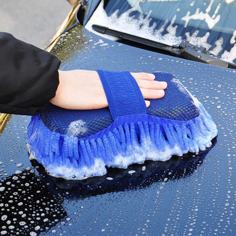 Car Washing Sponge Microfiber Brush Wash & Dry Cleaning Duster Sponge for car Bike (Color Blue)