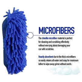 Car Washing Sponge Microfiber Brush Wash & Dry Cleaning Duster Sponge for car Bike (Color Blue)