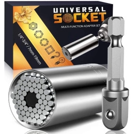 Universal Wrench Socket Tools Multi-Size in One Self Adjustable for Regularity or Irregularity Screw Improvement & Joint for Electric Drill, Flat, Fixed Square and Hex