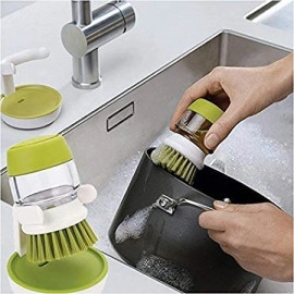 Odoser Jesopb Cleaning Brush with Storage Stand, for Kitchen Bathroom Tiles Dishwashing, Self Dispensing Home Cleaning Set Sink Sponge Holder