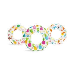 24" Lively Print Swim Rings for Kids 6 and above Years. Fun Swimming Pool Float for Kids.