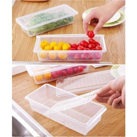 Fridge Storage Containers Plastic Refrigerator Box With Handles And Airtight Lid Unbreakable Kitchen Storage L Vegetable, Food, Fruits Basket 1600Ml Multicolour Lid Pack Of 2 - Clear