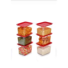 Fridge Storage Containers Plastic Refrigerator Box With Handles And Airtight Lid Unbreakable Kitchen Storage L Vegetable, Food, Fruits Basket 1600Ml Multicolour Lid Pack Of 2 - Clear