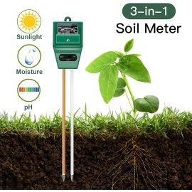 New 3 in 1 Soil Testing Meter Soil Ph Meter Soil Moisture Sensor Solar Light Meter for Agriculture & Solar Light Meter, Moisture Meter for Garden Farm Lawn Plants, Acidity Moisture Sunlight