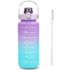 2000ml Sports Gallon Motivational Water Bottles with Time Marker Wide Mouth GYM Outdoor Water Bottle with Straw & Handle, Leak proof BPA Free Fitness Water Bottle (2 Litre Purple) Plastic