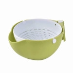 Multipurpose Double Layer Drain Round Basket for Fruits, Vegetables, Pasta, Rice, Pulses - Washing Bowl - Rinse Bowl or Strainer to Storing and Straining (Acrylonitrile Butadiene Styrene)