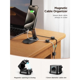 Magnetic Cable Clips Cord Holder,Cable Smooth Adjustable Under Desk Cable Management,dhesive Wire Holder Keeper Organizer for for Home Office Desk Phone Car Wall Desktop Nightstand