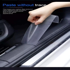 Car Sticker Carbon Fiber Rubber,Entry Guard Protector Strip Car Door Sill Protector,Bumper Door Guard Scuff Plate Protectors Tape Anti-Scratch Step 5 M Polyvinyl Chloride