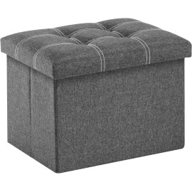 Linen Cube Shape Sitting Stool With Storage Box Living Foldable Storage Bins Multipurpose Clothes, Books And Toys Organizer With Cushion Seat Lid 30 X 30 X 30 Cm (Grey), Blue-Green