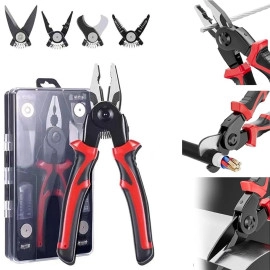 5-In-1 Multifunctional Wire Stripper, Combination Interchangeable Pliers Kit, Wire Stripper, Wire Crimping Tool, Linesman Pliers, Cable Cutter Plier