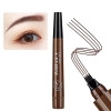 Eyebrow Pen with a 4 Micro-Fork Tip Applicator Creates Flawless Natural Looking Brows, Based on Clear Eyebrow Microblading Pen Waterproof, Long-Lasting, (Black-Brown Color) (Brown)