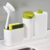 3 Section Sink Organizer for Bathroom and Kitchen, Sink Tidy Set Household Items - 2 Containers and A Sponge Brush Holder