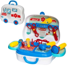 Plastic Doctor Set Pretend Play Learning Educational Tool Toy with Portable Medical Clinic Suitcase On Wheels & Doctor's Equipment