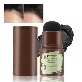 Natural Hairline Powder, Hair Shading Sponge Pen, Hairline Shadow Powder Stick, Quick Hair Root Touch-Up, Paired With 2 Pairs Of Eyebrow Stamp (Black)