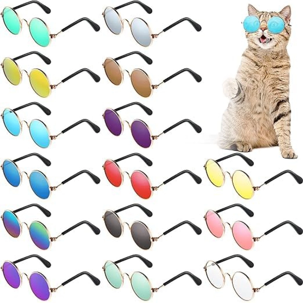 Pet Sunglasses Classic Round Shape Reflection Eye Wear UV Protection Stylish Goggles Sunglasses Ideal for Small Dogs & Cats - Multicolor (Pack of 1)