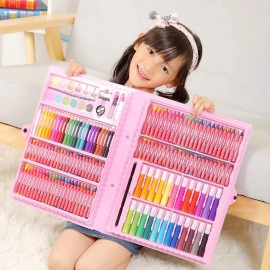 168-Piece Kids Art Set,Portable Drawing Set Makes Great Gift For Artists Kids, Art Box Drawing Painting Has Watercolors Markers Crayons Color Pencils Oil Pastels Glue - Multicolor