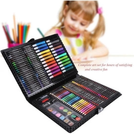 168-Piece Kids Art Set,Portable Drawing Set Makes Great Gift For Artists Kids, Art Box Drawing Painting Has Watercolors Markers Crayons Color Pencils Oil Pastels Glue - Multicolor