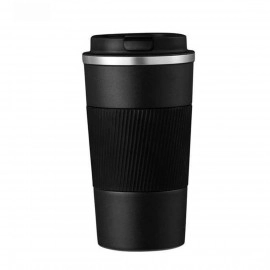 Travel Mug, Insulated Coffee Cup with Leakproof Lid,Vacuum Insulation Stainless Steel Reusable for Hot Cold Coffee,Tea, Thermal Mug with Non-Slip (Black, 500 Ml)