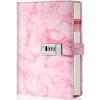 Marble Diary Journal With Locks For Girls And Women Secret Diaries Journal With Code Lock A5 Marble Notebooks With Combination Lock Pu Leather Cover Diary For Teen Girl (Pink)