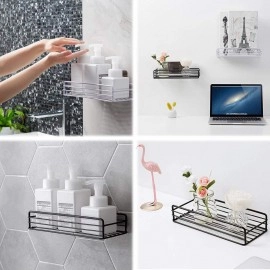 Self-Adhesive Bathroom Rack Bathroom Storage Rack, Steel Bathroom Shelf Organizer Storage, Bathroom Shelf Home and Kitchen (Long Short Self)