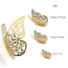 12pcs 3D Gorgeous Shiny Rose Gold Butterfly Stickers with Sticking Pads- (Rose Gold, Set of 12)