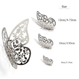 12pcs 3D Gorgeous Shiny Rose Gold Butterfly Stickers with Sticking Pads- (Rose Gold, Set of 12)