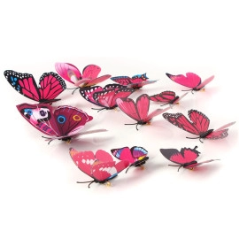 12pcs 3D Gorgeous Shiny Rose Gold Butterfly Stickers with Sticking Pads- (Rose Gold, Set of 12)