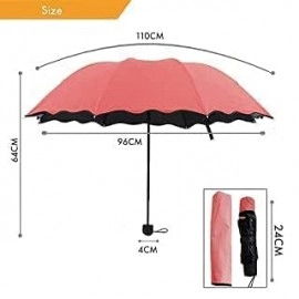 Umbrella Unisex Changing Secret Blossoms Occur with Water Magic Print 3 Fold Umbrella, Sun and Rain, Outdoor Car Umbrella for Women & Men (Random Colour)