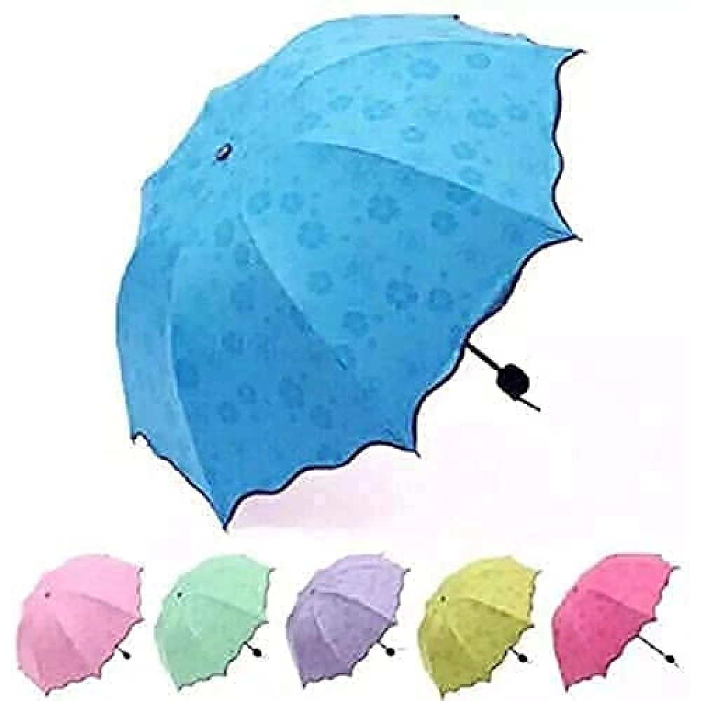 Umbrella Unisex Changing Secret Blossoms Occur with Water Magic Print 3 Fold Umbrella, Sun and Rain, Outdoor Car Umbrella for Women & Men (Random Colour)