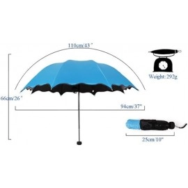 Umbrella Unisex Changing Secret Blossoms Occur with Water Magic Print 3 Fold Umbrella, Sun and Rain, Outdoor Car Umbrella for Women & Men (Random Colour)