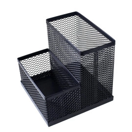 Mesh 2 Grid Holder/Pen Holder Mesh Metal Pencil Stationary Desk Organizers 2 Compartments for Desk Office, Home and Study Table Stationary Storage Stand(Black)