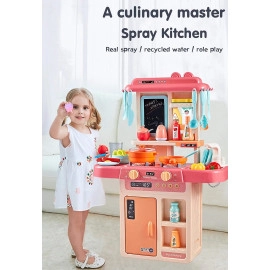 Kitchen Play Set Portable Pretend Food with Realistic Light Sound Toys for Toddlers Toy for Boys and Girls 36Pcs