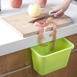 Plastic Open-Top Kitchen Cabinet Door Hanging Trash Garbage Bin Can Rubbish Container (Random Colors)