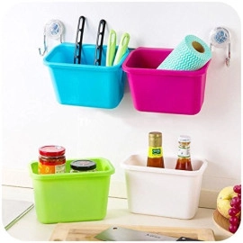 Plastic Open-Top Kitchen Cabinet Door Hanging Trash Garbage Bin Can Rubbish Container (Random Colors)