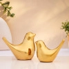 Ceramic Golden Blessing Birds Figurine for Home Decor | Living Room, Bedroom, Office Desk, Cabinets (Pack of 2, Golden)