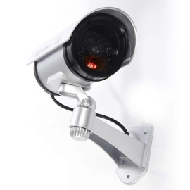 Fake Security CCTV Bullet Wired Camera With Red Flashing Light | Pack Of 1 | Silver