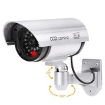 Fake Security CCTV Bullet Wired Camera With Red Flashing Light | Pack Of 1 | Silver