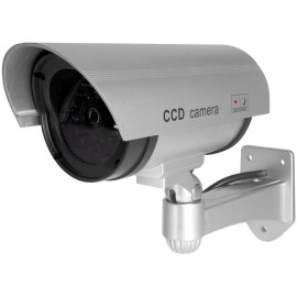 Fake Security CCTV Bullet Wired Camera With Red Flashing Light | Pack Of 1 | Silver