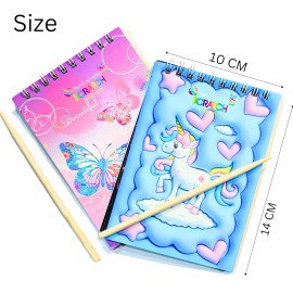 Magical Scratch Book for Kids Rainbow Color Art Notepad with Wooden Pencil Multiple Design Drawing Scratch Note Book Set DIY & Painting Activity Doodle Craft Kit Educational Toy Gifts (10 x 14-Small)