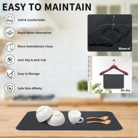 Dish Drying Mat Big Pro Drying Mat with Non-Slip Rubber Backed, Placemat for Dish Drying, Kitchen Mat for Wet Utensils, Water Absorbent Mats for Kitchen (Kitchen mat - 60-40 cm)