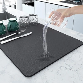 Dish Drying Mat Big Pro Drying Mat with Non-Slip Rubber Backed, Placemat for Dish Drying, Kitchen Mat for Wet Utensils, Water Absorbent Mats for Kitchen (Kitchen mat - 60-40 cm)