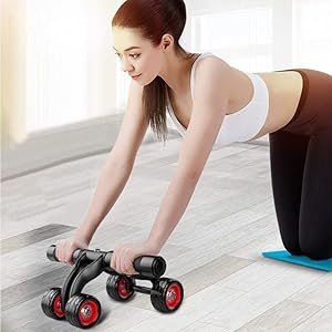 BELLUXA-Anti-Skid-Abdominal-Ab-Four-Roller-Exercise-Wheel-with-Knee-Mat-for-Stom