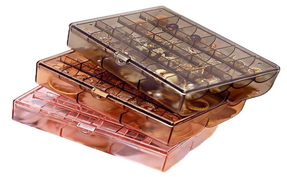 BHAVYAMJewelryOrganizerBoxPortable2LayerAcrylicJewelryStorageBoxOrganizerHolderc