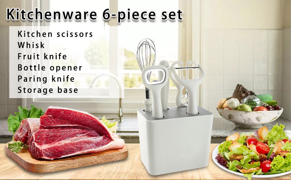 CARTSHOPPER-6pcs-Kitchen-Gadgets-Set-Includes-Kitchen-Scissors-Paring-Knife-Whis