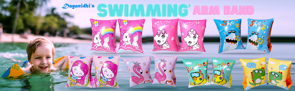 DAYANIDHI-Childrens-Swimming-Armbands-PVC-Swim-Ring-Cool-Animal-Patterns-Arm-Flo