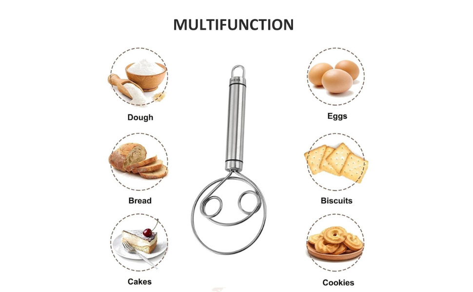 DOUGHWHISKPREMIUMSTAINLESSSTEELDUTCHWHISKDOUGHHANDMIXERARTISANBLENDERforEGGBREAD