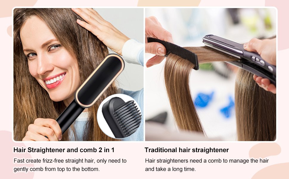 ELEXIQHairStraightenerCombBrushForMenWomenGirlsHairStraighteningandSmoothingComb