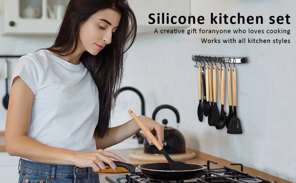 FLEXER-Non-Stick-Silicone-Spatula-Utensil-Set-for-Kitchen-Spoon-Cookware-Tool-Se